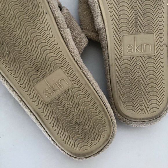 Skin The Kyoto Slides Truffle Brown Terry Criss Crossed Casual M $85 - Picture 5 of 5